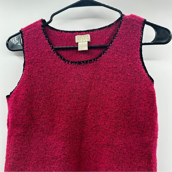 Vintage Sigrid Olsen Sport Burgundy Red Sleeveless Knit Top Size S - Picture 2 of 7